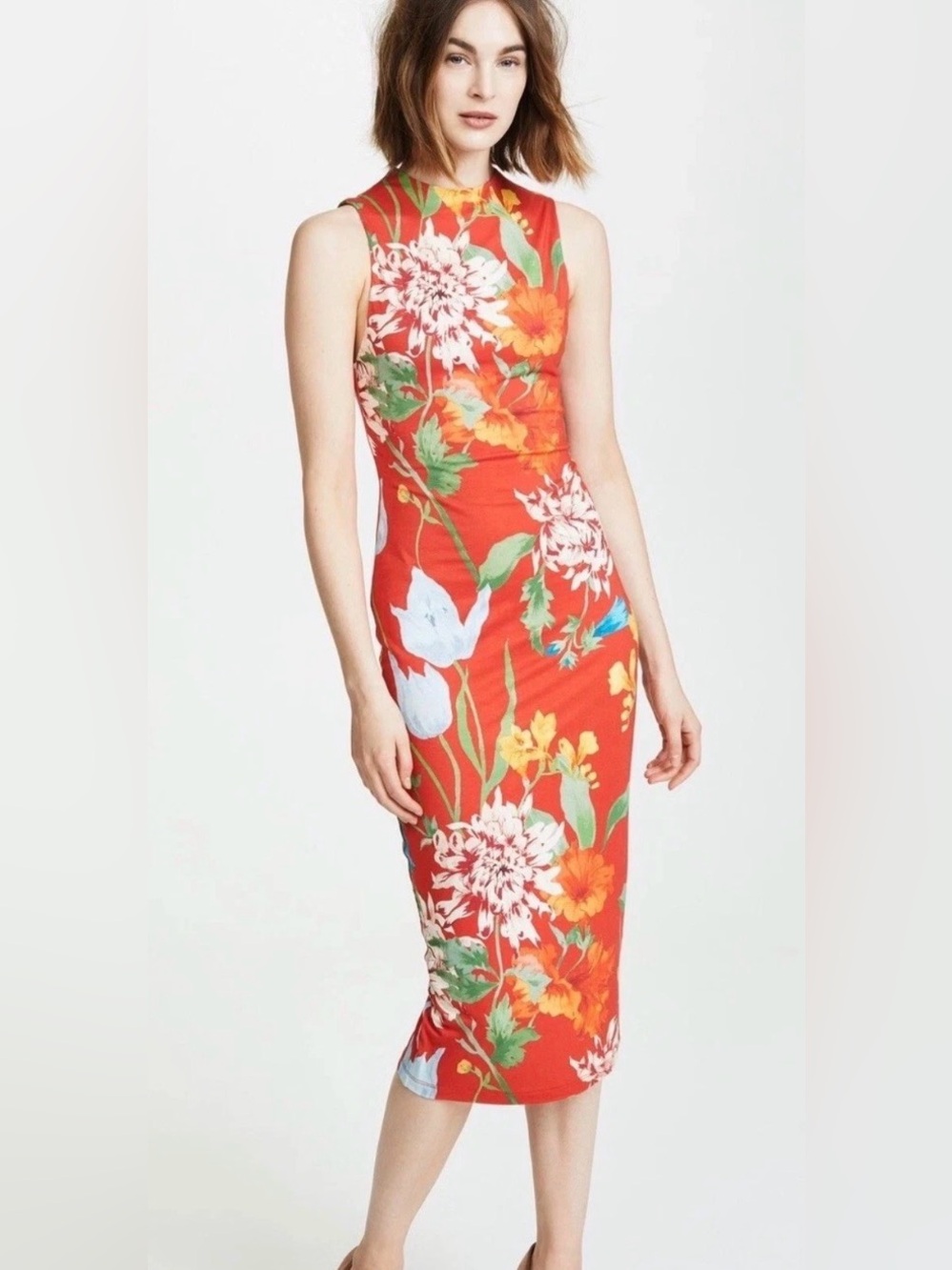 Alice + Olivia Red Floral Maxi Sheath Dress